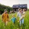 Familie auf einer Wiese vor ESG Haus