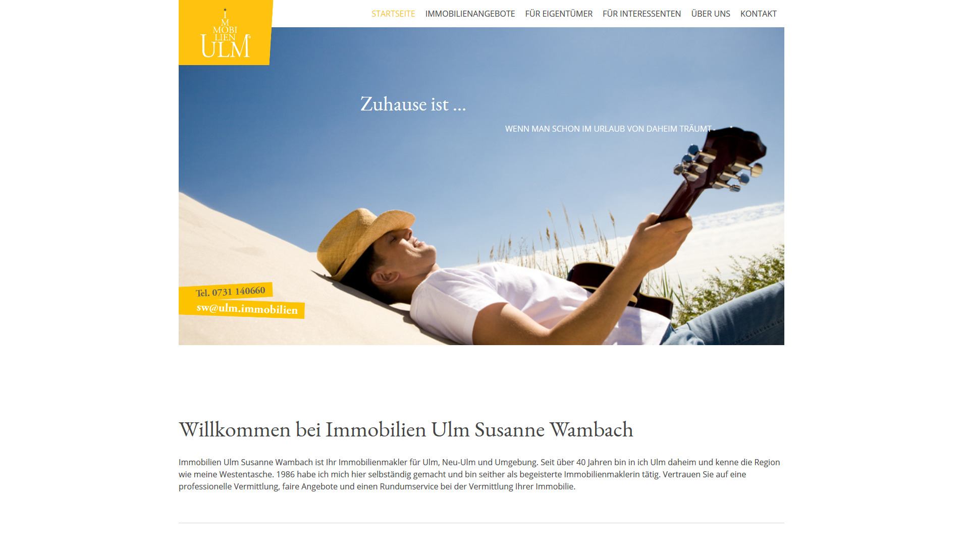 Screenshot Website Immobilien Ulm