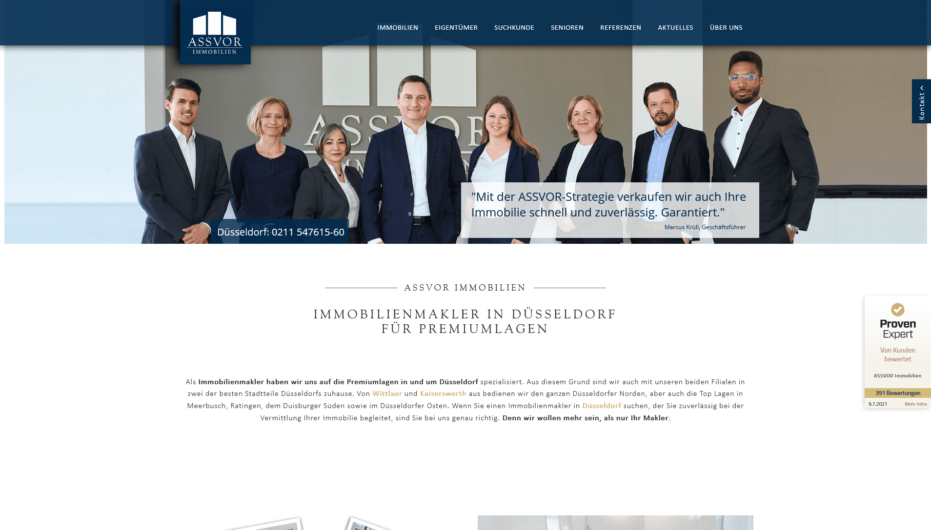 ASSVOR Immobilien: Screenshot Website