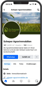 Scheper Agrarimmobilien Mockup Smartphone Social Media